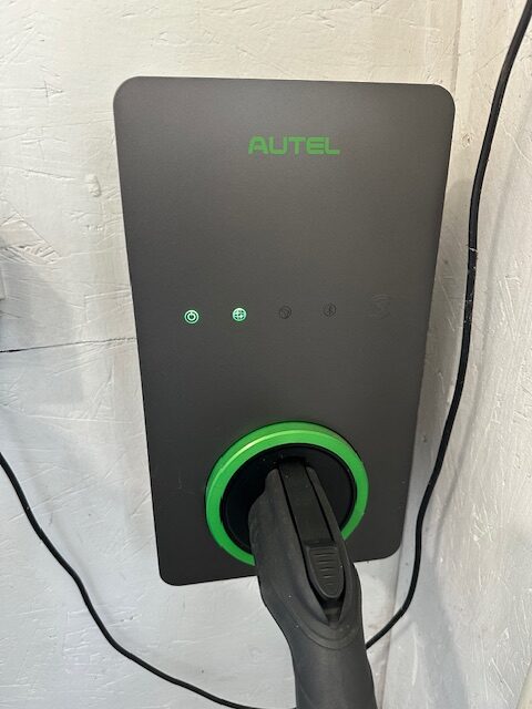Residential electric car charging station installed by licensed electrician